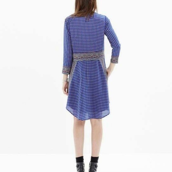 Madewell blue silk tee dress in ascot grid - Picture 4 of 8